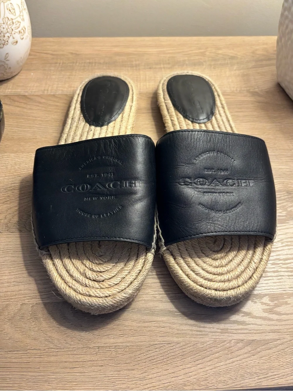 Coach Black Leather Cailin Espadrilles Size 7